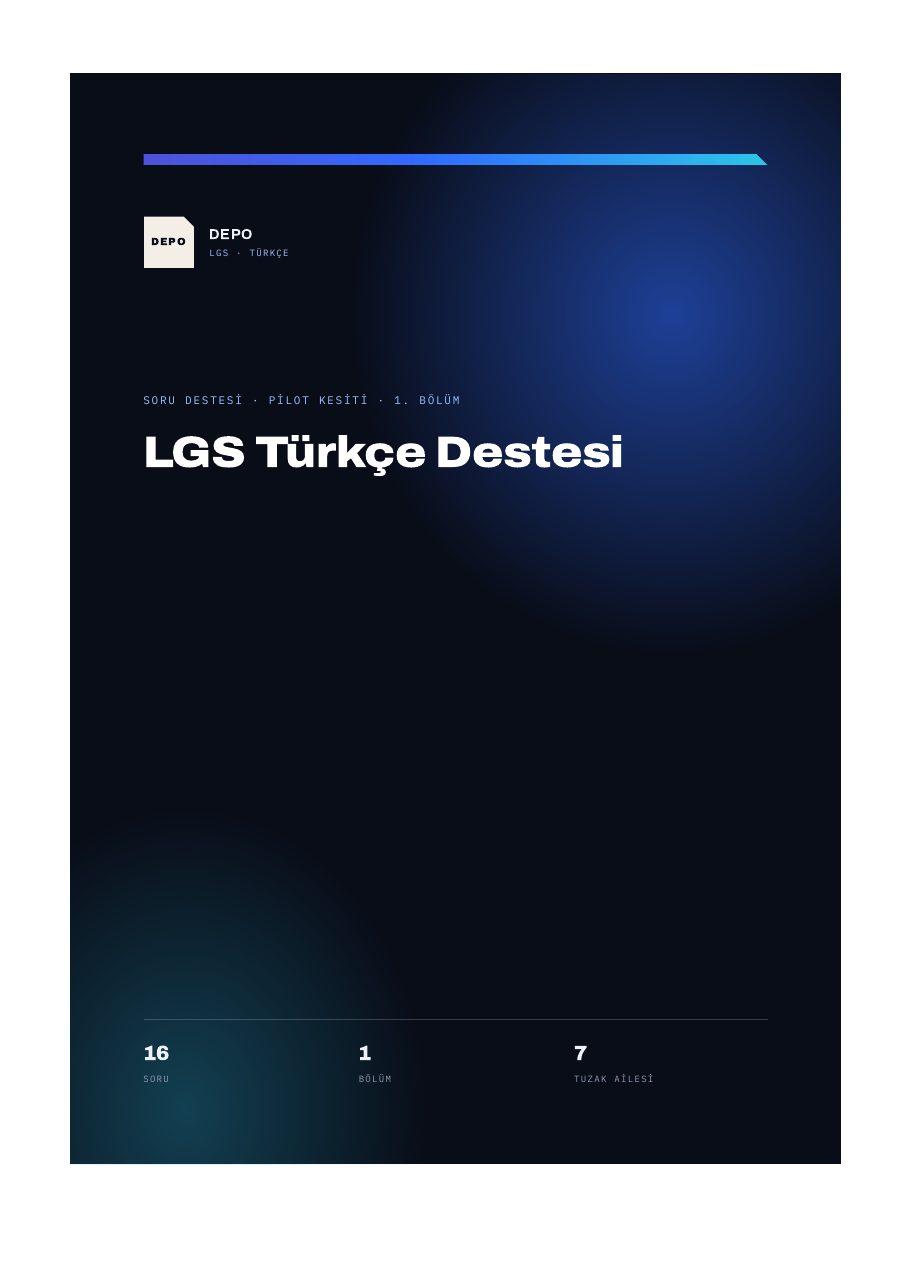 LGS Türkçe Soru Kitabı özgün pilot kapağı