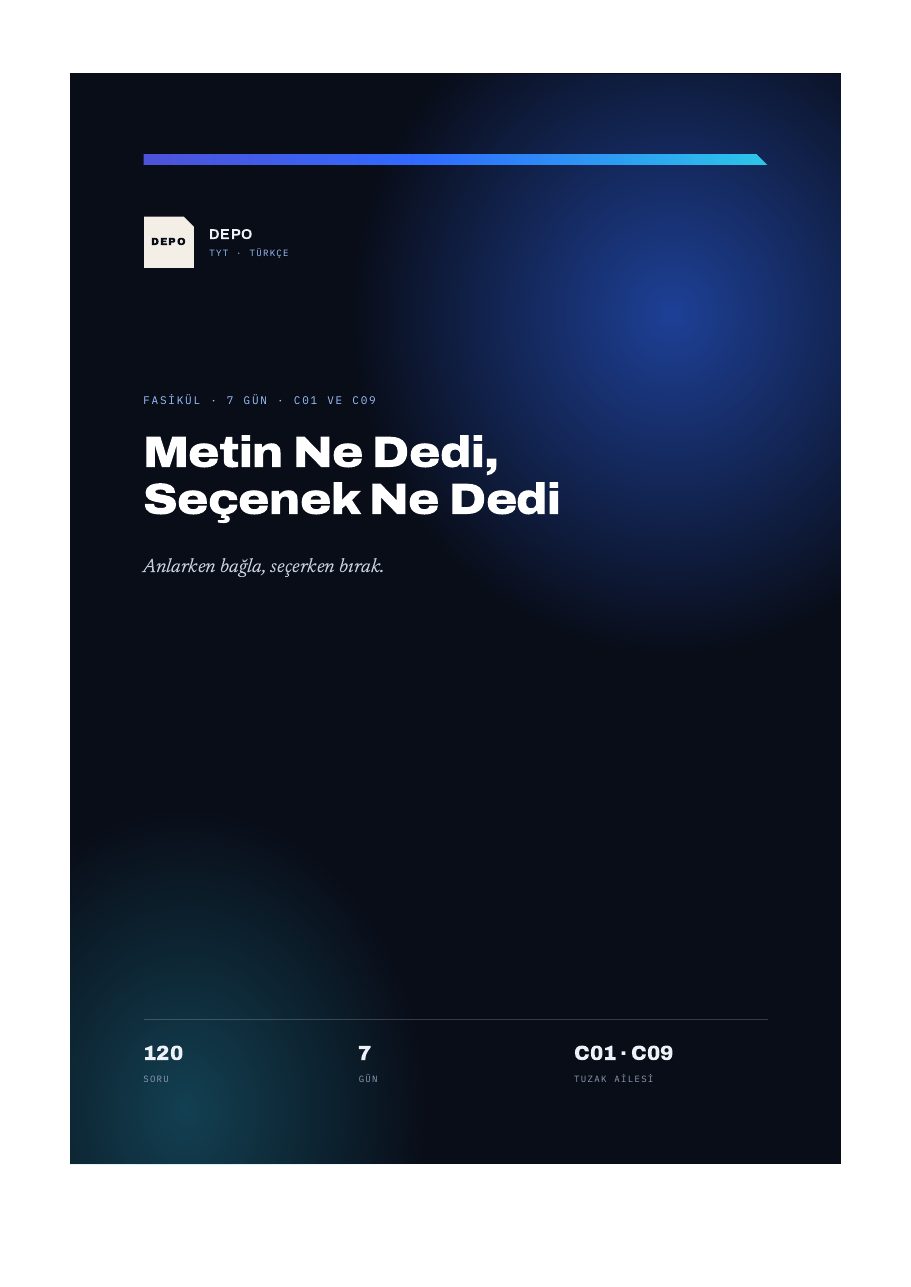 Metin Ne Dedi, Seçenek Ne Dedi özgün pilot kapağı